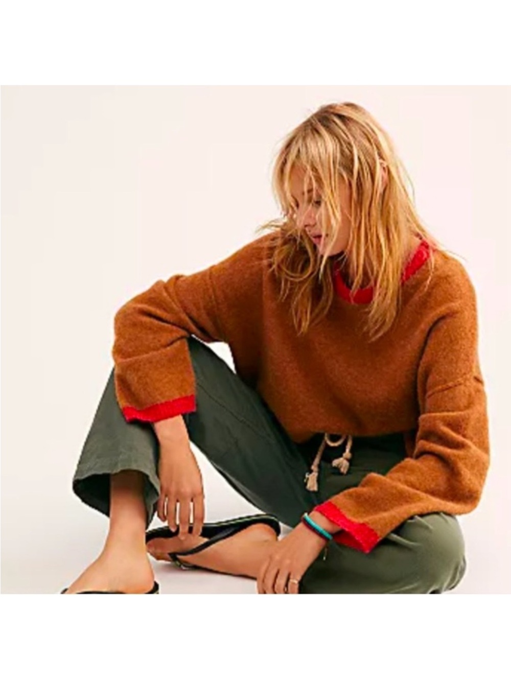 Free people oversized grandpa crew neck alpaca sweater in maplewood SZ Medium